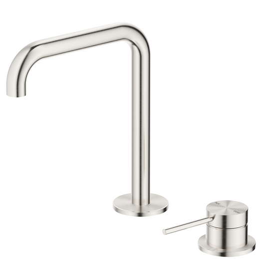 Mica Soft-Square Hob Basin Mixer Set – Brushed Nickel
