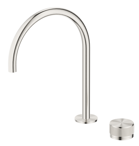 Mica Fluted Gooseneck Hob Sink/Basin Mixer Set – Brushed Nickel