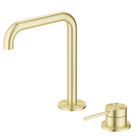 Mica Soft-Square Hob Basin Mixer Set – French Gold