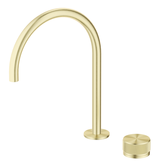Mica Fluted Gooseneck Hob Sink/Basin Mixer Set – French Gold
