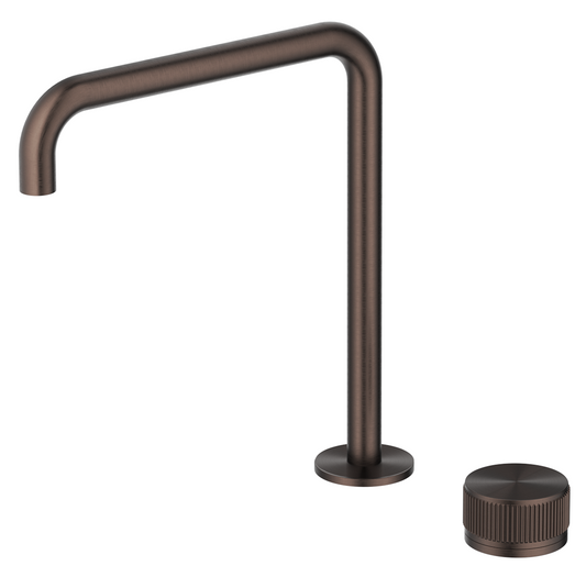Mica Fluted Soft-Square Hob Sink/Basin Mixer Set – Dusk Bronze