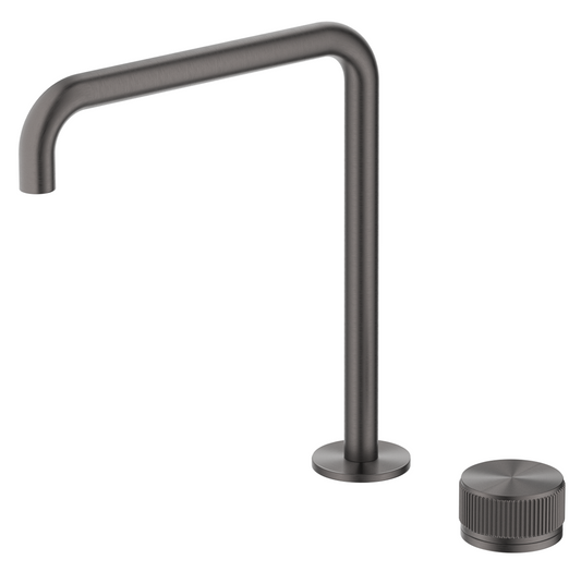 Mica Fluted Soft-Square Hob Sink/Basin Mixer Set – Gunmetal