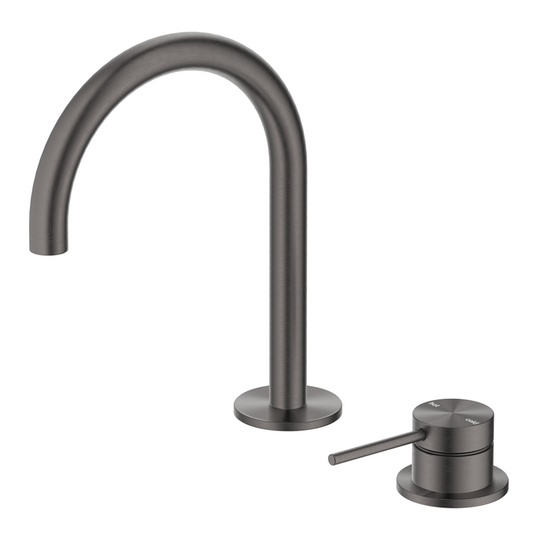 Mica Gooseneck Hob Basin Mixer Set – Gunmetal