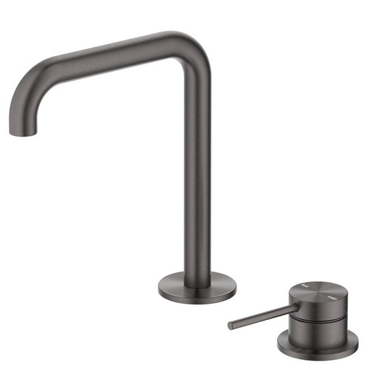 Mica Soft-Square Hob Basin Mixer Set – Gunmetal