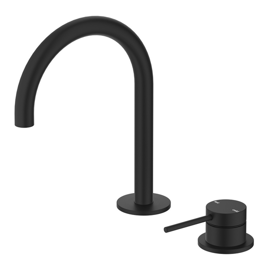 Mica Gooseneck Hob Basin Mixer Set – Black