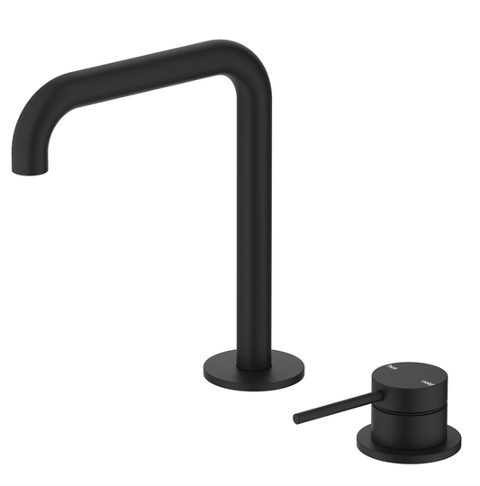 Mica Soft-Square Hob Basin Mixer Set – Black