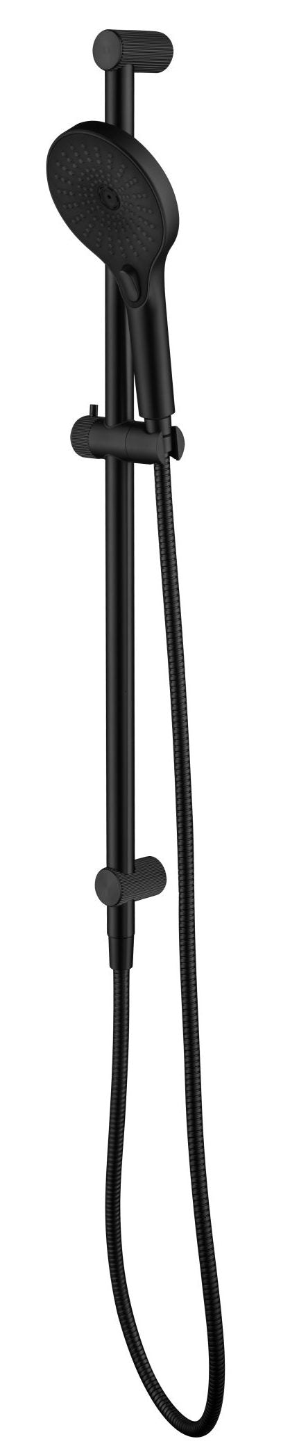 Mica Fluted Shower Rail - Inbuilt Inlet – Black