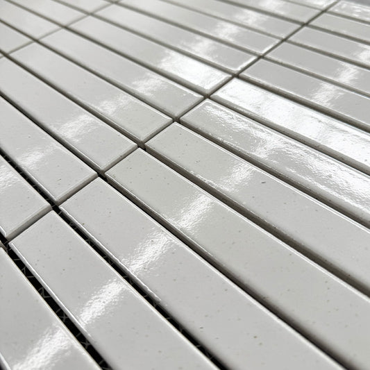 Sabi Finger Mosaic White Glazed Gloss 30x30 2.2x14.7