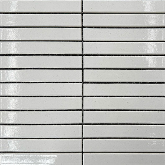 Sabi Finger Mosaic White Glazed Gloss 30x30 2.2x14.7