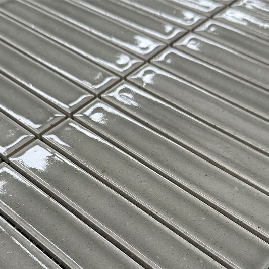 Sabi Finger Mosaic Grey Glazed Gloss 30x30 2.2x14.7