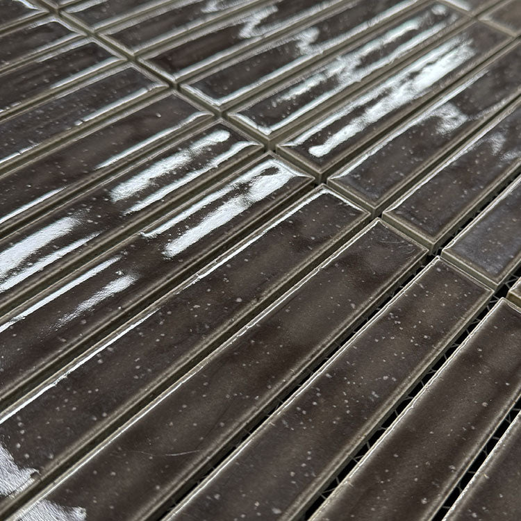 Sabi Finger Mosaic Charcoal Glazed Gloss 30x30 2.2x14.7