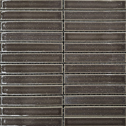Sabi Finger Mosaic Charcoal Glazed Gloss 30x30 2.2x14.7