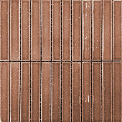 Sabi Finger Mosaic Rust Glazed Gloss 30x30 2.2x14.7