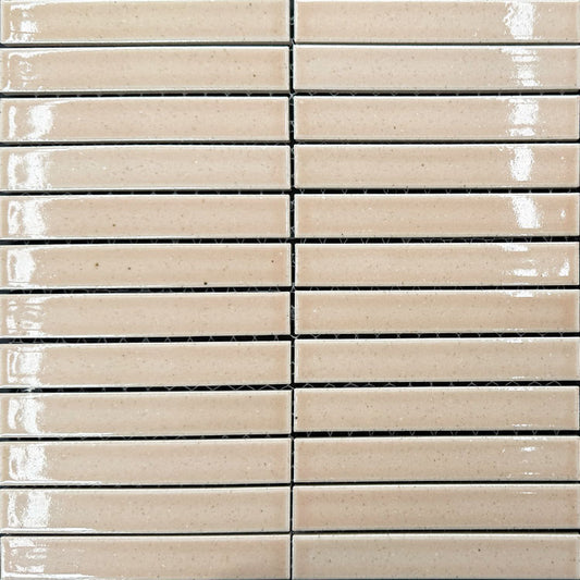 Sabi Finger Mosaic Pink Glazed Gloss 30x30 2.2x14.7