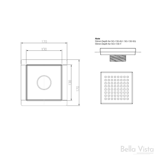 Zenon Shower Grate - Mini 130 – Stainless Steel
