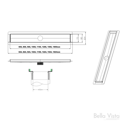 Zenon Shower Grate 800 – Stainless Steel