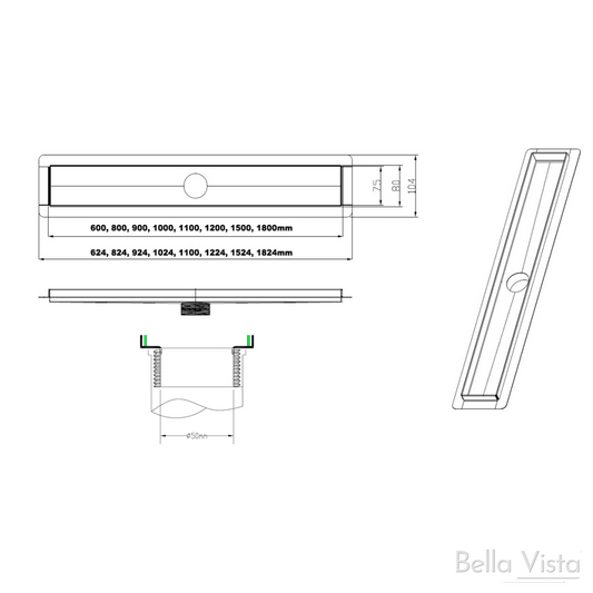 Zenon Shower Grate 800 – Stainless Steel