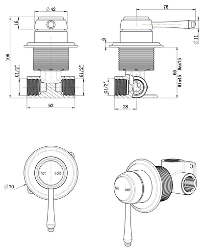 Mica Heritage Shower Mixer - TRIM KIT ONLY – Chrome