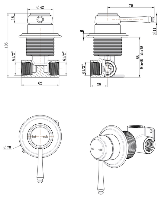 Mica Heritage Shower Mixer - TRIM KIT ONLY – Chrome