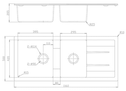 Fomos Sink 1160 x 500mm