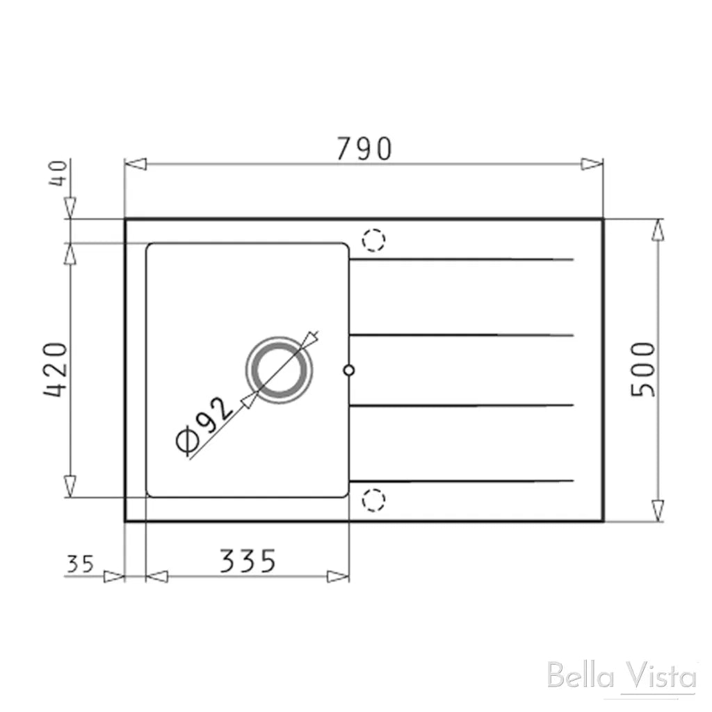 Pradus Sink 790 x 500mm - Graphite Carbon