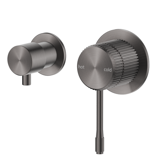 Mica Fluted Shower Mixer Diverter - Sideways – Gunmetal