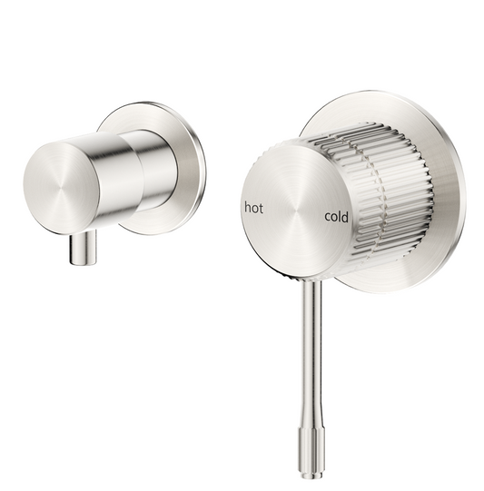 Mica Fluted Shower Mixer Diverter - Sideways – Brushed Nickel
