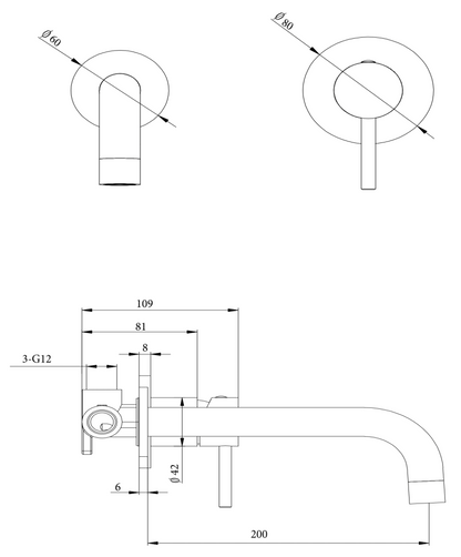 LVB Mica Wall-Spout Combo - Curved  Spout - 2P