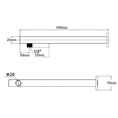 Mica Wall Shower Arm - 450mm - Straight – French Gold