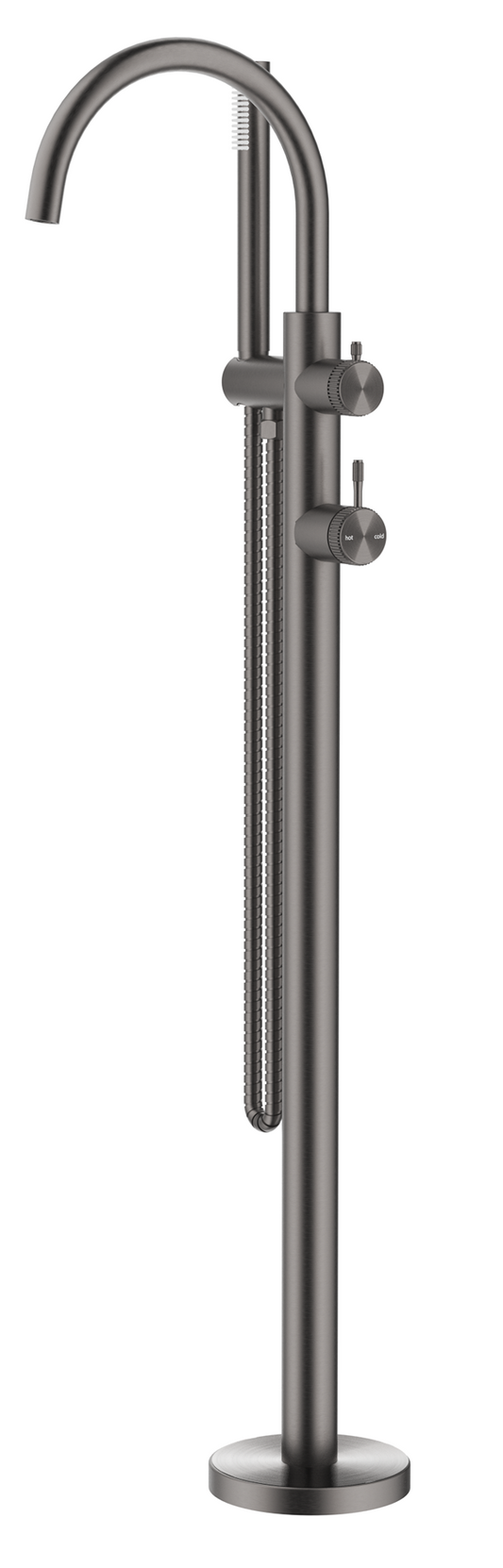 Mica Fluted Freestanding Bath Mixer with Hand Shower – Gunmetal