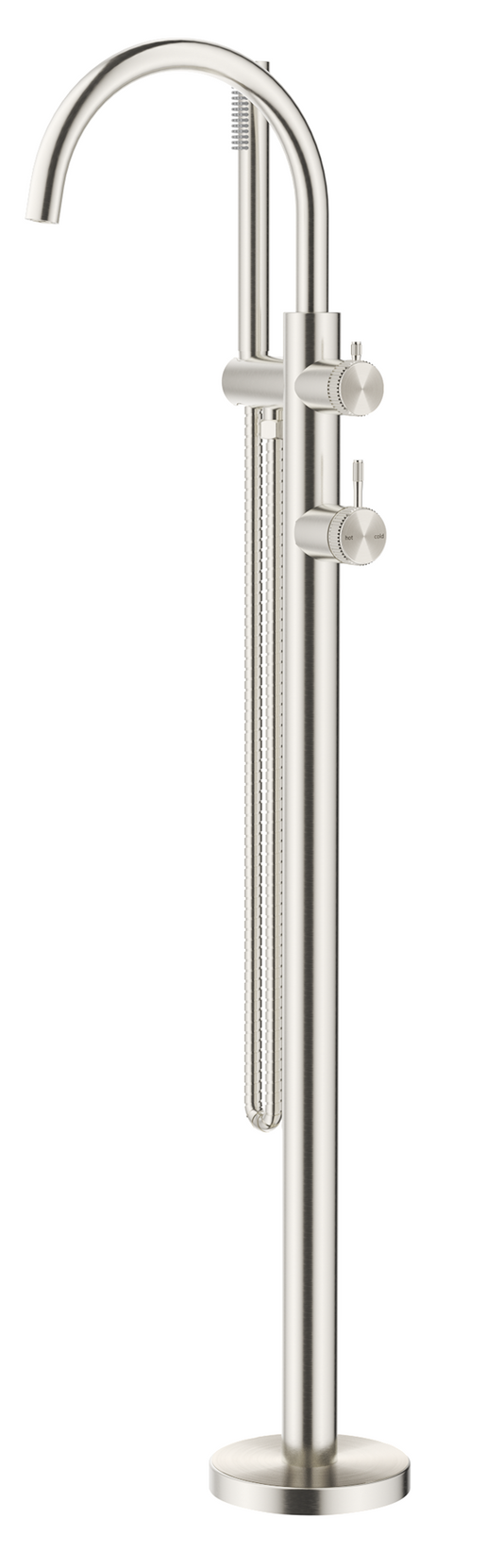 Mica Fluted Freestanding Bath Mixer with Hand Shower – Brushed Nickel