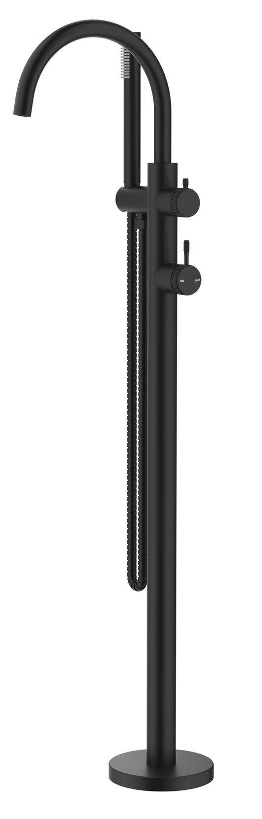 Mica Fluted Freestanding Bath Mixer with Hand Shower – Black